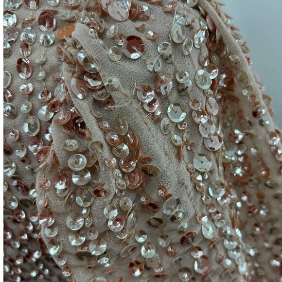 Mac Duggal Nude Sequin Long Sleeve Cocktail Midi Dress 6 - Picture 12 of 12